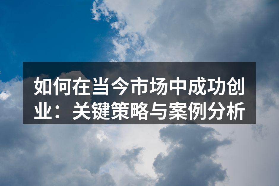 如何在当今市场中成功创业：关键策略与案例分析